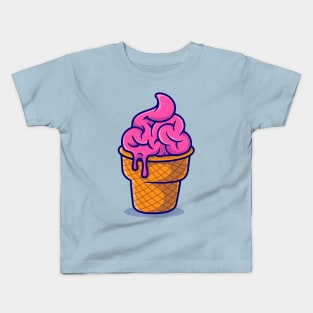 Cute Brain Ice Cream Cartoon Kids T-Shirt